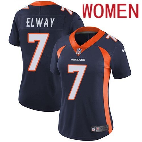 Women Denver Broncos 7 John Elway Navy Blue Nike Vapor Limited NFL Jersey